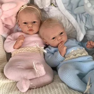 Realistic Reborn Baby Doll Soft Silicone Cotton Body Lifelike Newborn Toy With Knitted Clothes Diaper Magnetic Pacifier Kids Gift
