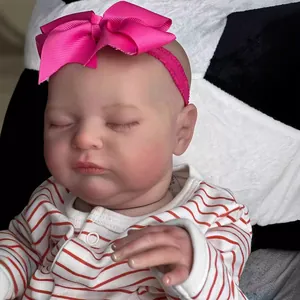 20-inch lifelike newborn reborn doll with 3D skin texture and striped romper
