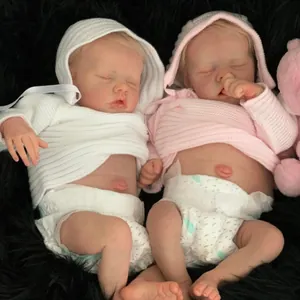 Realistic 48cm Reborn Baby Doll Full Silicone Body Sleeping Newborn Girl Washable Rooted Hair With Knitted Outfit Diaper Pacifier Gift