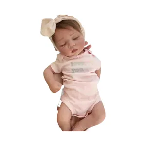 48cm reborn baby doll with 3D skin veins in pink love you outfit and headband