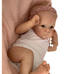 Poupée réaliste Bettie Reborn de 18 pouces avec cheveux blonds et bandeau en dentelle rose