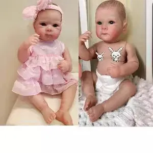 Handgefertigte Realistische Reborn Baby Puppe Handbemalte Haut Sichtbare Venen Vollvinyl Körper Waschbar Mädchen Puppe Rosa Spitze Kleid Spielzeug Geschenk