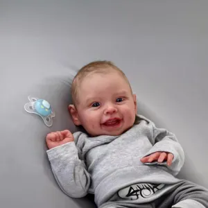 50cm lifelike Reborn Doll Harper in grey hoodie set with pacifier accessory