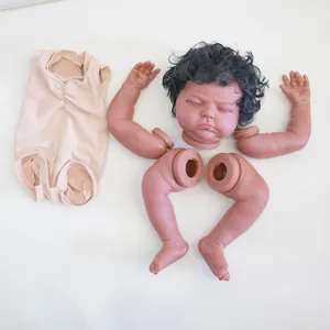 20-inch dark skin reborn doll kit with head, vinyl limbs and soft cloth body parts