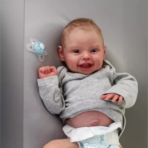 50cm Realistic Reborn Baby Doll Silicone Vinyl Full Body Waterproof Newborn Toy Grey Hoodie Diaper Pacifier Role Play Gift