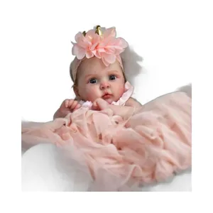 Realistic 19-inch reborn baby doll Jocy with 3D skin veins and pink lace dress