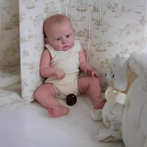 60cm realistic reborn baby doll Cameron in yellow romper with pacifier and nursery bedding