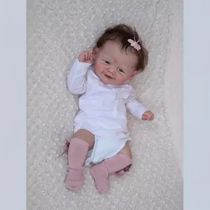 Realistic 19 Inch Reborn Baby Doll Soft Silicone Limbs Cloth Body Lifelike Newborn Girl Toy With Clothes Pacifier Hair Clip