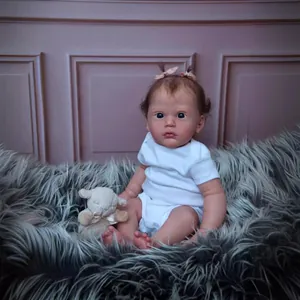 Poupée Bébé Reborn Réaliste Membres en Silicone Souple Corps en Tissu Nouveau-Né Peau Peinte à la Main Avec Cheveux Cadeau