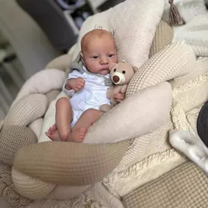 Realistic Reborn Baby Doll Full Silicone Body Sleeping Newborn Levi Handmade Art Doll With Polka Dot Clothing Bear Toy Gift For Kids