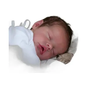 Lifelike 18 inch reborn baby twin doll in white outfit sleeping with detailed skin