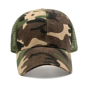 Classic jungle camo trucker hat for men and women with breathable mesh and curved brim
