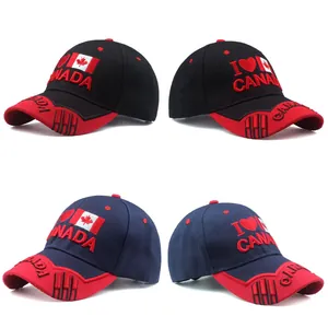 Détails de la broderie du drapeau du Canada et lettrage 3D sur casquette de baseball