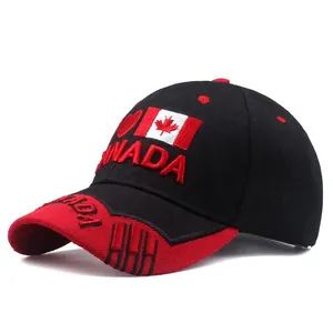 Casquette de Baseball Décontractée en Coton pour Hommes Femmes Broderie Drapeau Canada Chapeau de Soleil Ajustable Souvenir