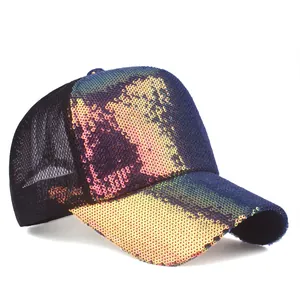 Casquette de baseball d'été à paillettes avec filet respirant et visière courbée