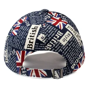 Britse vlag graffiti honkbalpet met verstelbare metalen gesp in katoen marineblauw