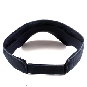 Navy blue washed cotton sun visor hat with adjustable velcro strap for outdoor sports