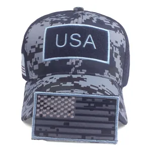 Cappellino da baseball USA camouflage digitale con patch bandiera e ricamo
