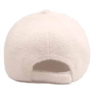 Beigefarbene Teddy-Fleece Baseballkappe für Damen mit verstellbarem Riemen