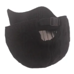 Black knit baseball cap with adjustable back strap and textured knit finish for winter