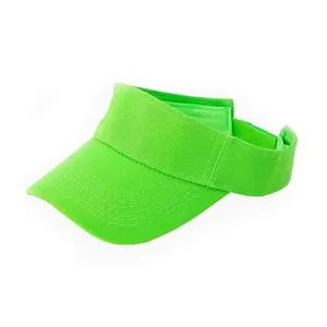 Unisex breathable neon green open top sun visor hat with decorative brim stitching