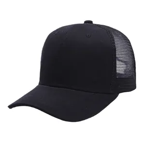 Cappellino trucker nero classico con rete traspirante e visiera parasole curva