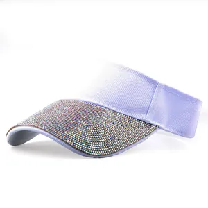 Detail of lavender visor with sparkling rhinestones for stylish sun protection