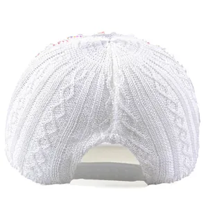 Casquette de baseball en maille blanche avec paillettes et sangle réglable