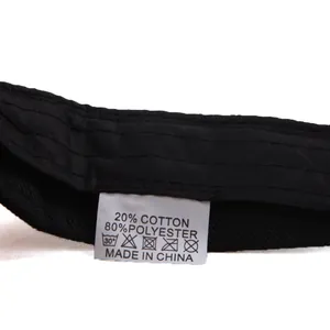 Black top hat laundry label details made of 20% cotton and 80% polyester material