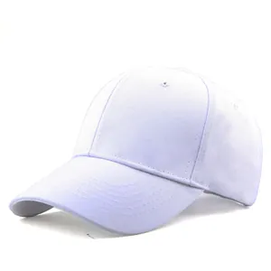 Detailed view of plain white cotton baseball cap showing twill fabric texture and stitching