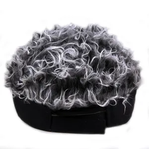 Casquette de baseball USA avec strass et décoration unique de perruque synthétique bouclée grise