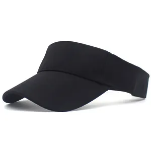 Detail of black sun visor hat showing breathable textured fabric and wide brim