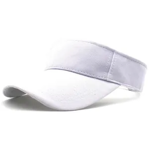 Detail view of the fine stitching and twill texture on white sun visor cap