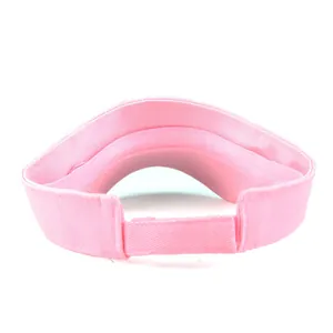 Back view of pink sun visor hat with adjustable velcro strap and sweatband structure