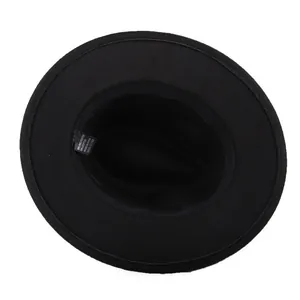 Classic black wool felt fedora hat made of 65% cotton and 35% polyester blend