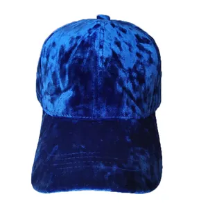 Royal blue velvet baseball cap with classic curved brim and soft textured finish