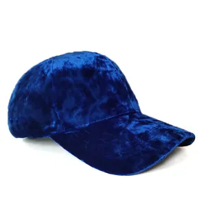 Royal blue velvet baseball cap for men and women featuring a stylish curved brim design