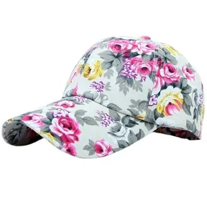 Women's Floral Rose Print Baseball Cap Vintage Cotton Mesh Breathable Sun Hat For Outdoor Daily Leisure Ladies Trucker Hat