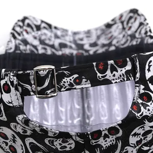 Unisex baseball cap with all-over skull print and adjustable metal buckle closure