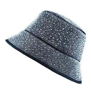 Chapeau Bob à Strass Mode pour Femmes Chapeau de Soleil en Cristal Brillant Polyester Noir Scintillant Extérieur Fête Streetwear