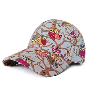 Unisex Owl Print Baseball Cap Fashion Casual Adjustable Sun Hat Outdoor Polyester Fabric Curved Brim Fashion Outdoor Cap