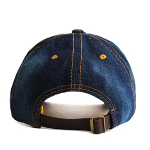 Rückansicht der Denim-Baseballkappe mit Las Vegas Diamanten und verstellbarem Band