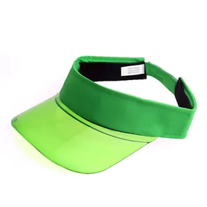 Detailansicht eines grünen PVC-Sonnenschirmhutes mit verstellbarem Klettverschluss