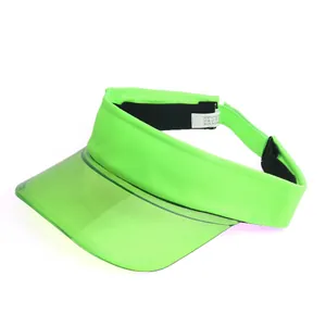Detailansicht des neongrünen PVC-Sonnenschutzes mit Klettverschluss und Schweißband