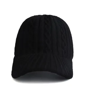 Women's Winter Warm Cable Knit Baseball Cap Solid Color Knitted Cotton Sun Hat For Outdoor Fashion Simple Daily Accessories