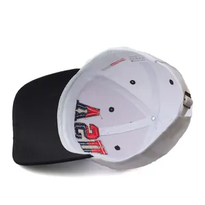 Detailed view of 100% cotton inner baseball cap featuring USA embroidery and fine stitching