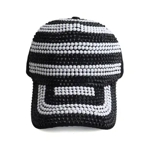 Women Men Full Rhinestone Striped Baseball Cap Adjustable Glitter Outdoor Sun Hat Fashion Bling Hip Hop Trucker Snapback Hat