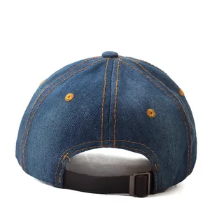 Navy denim baseball cap with USA letters and crystal accents, vintage outdoor sun hat