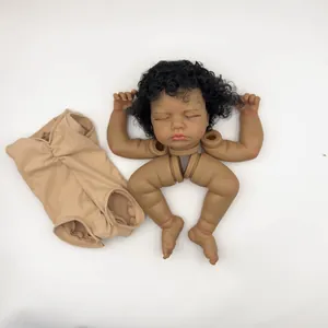 18-inch deep skin tone Loulou reborn doll DIY parts set with cloth body and curly hair