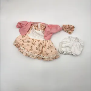 Ropa de Muñeca Reborn Vestido Floral Rebeca Rosa Bombachas Diadema Accesorios Traje Elegante para Muñeca Ropa Decorativa
